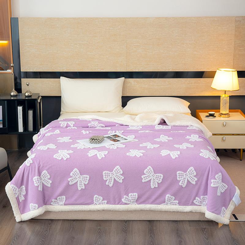 Autumn Winter Thickened Jacquard Blanket Keep Warm Comfortable Sofa Blanket High Quality Plush Warmth Artificial Lambswool Duvet