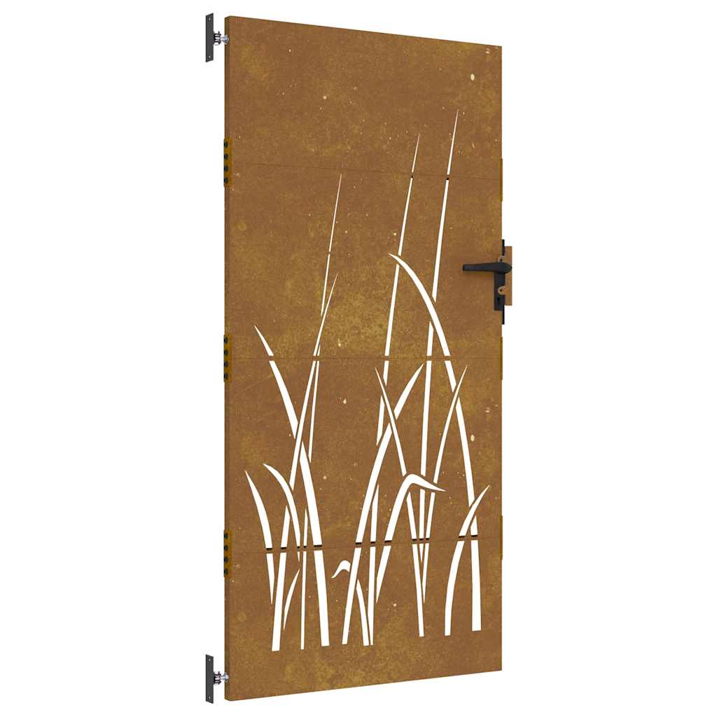 Garden Gate 85 X 175 Cm Corten Steel Grass Design