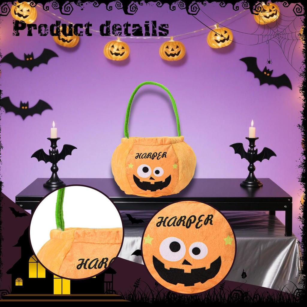 Halloween Candy Bag Goody Bucket Reusable Treat Decoration for Birthday Party