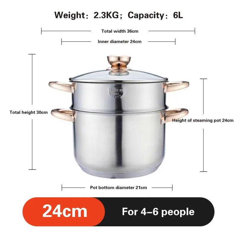 Deutscher Handwerkskunst 304 Edelstahl Suppentopf Suppenset Topf mit Dampfeinsatz Verdickter Dämpf- und Schmortopf Töpfe und Pfannen Hotpot