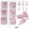 Nail Art Rhinestones: Mixed Color AB Light Pink Champagne Glass Set - Six Grids