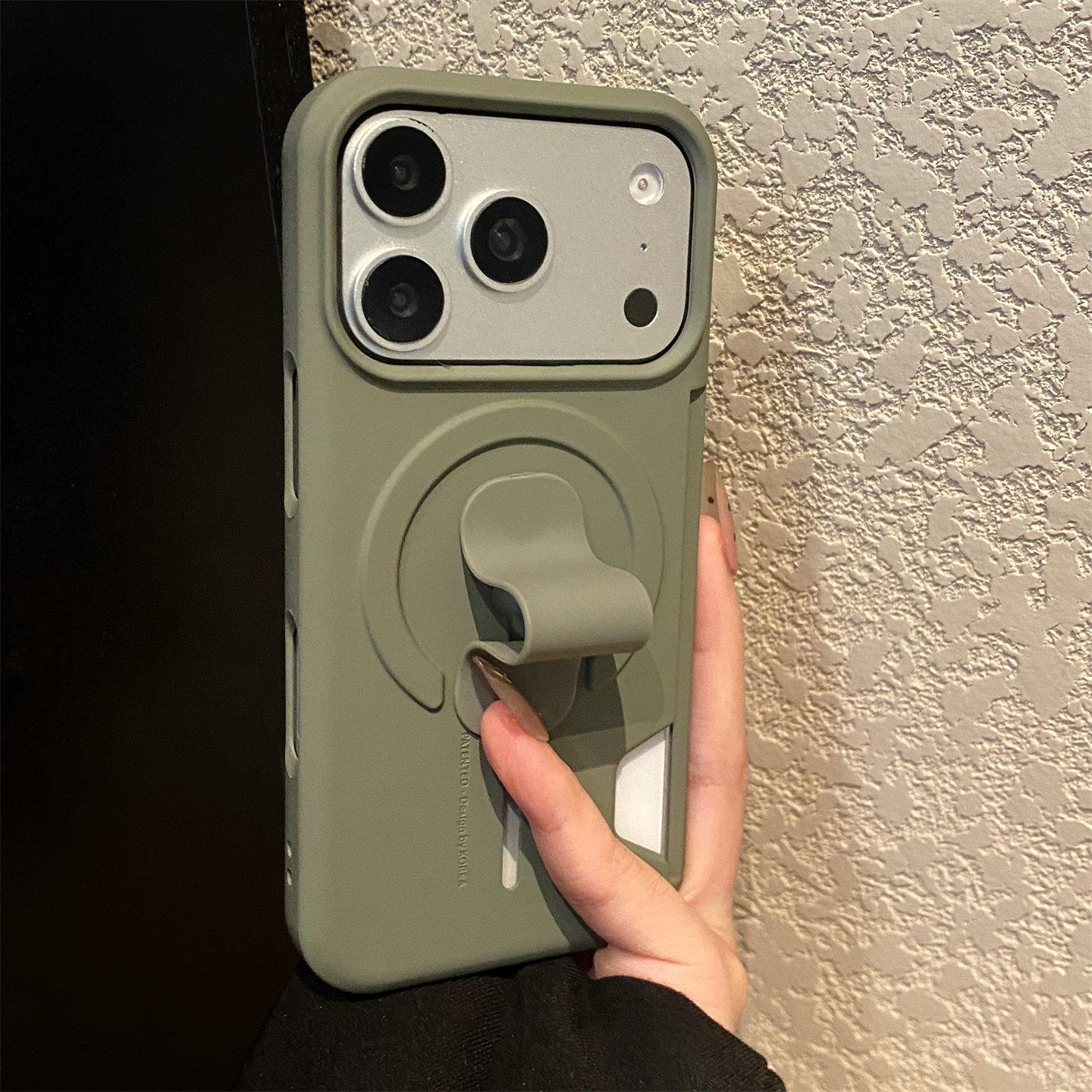 

Soft Silicone Grip Holder Card Slot Shockproof Case for Apple iPhone 17 16 15 14 13 Pro Max For Magsafe Charge Magnetic Cover For iPhone 17
