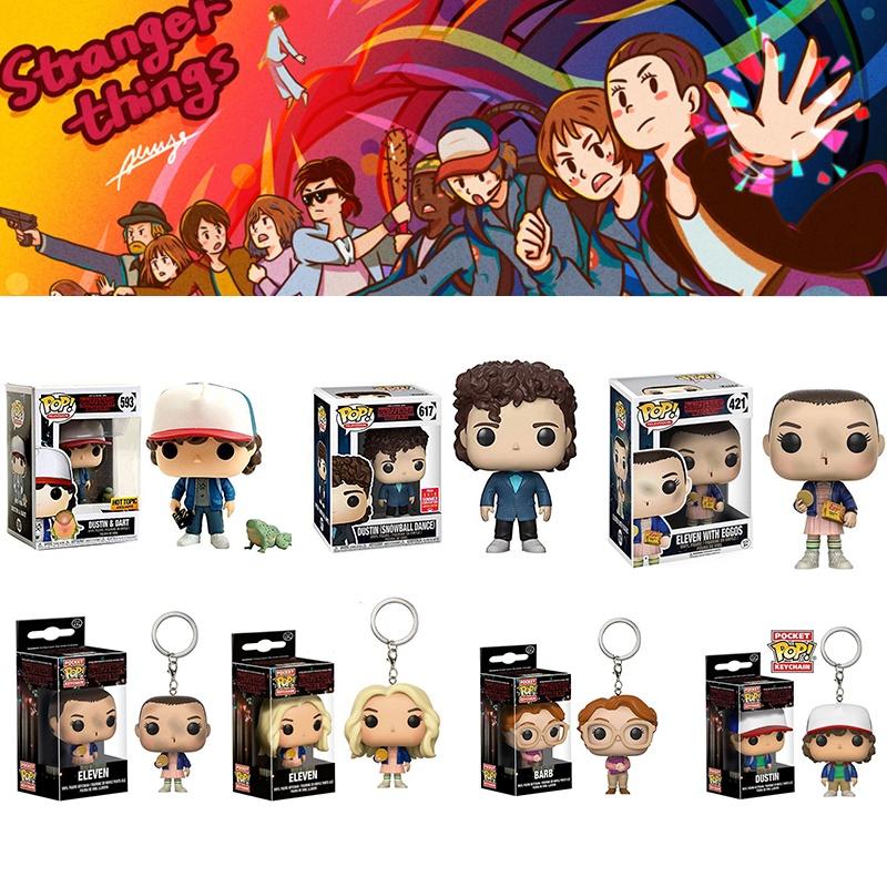 Funko Pop Stranger Thing Eleven Keychain Figure With Box Resin Decoration