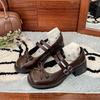 Versatile shallow bow small leather shoes women's 2025 new platform British style retro jk Mary Jane single shoes