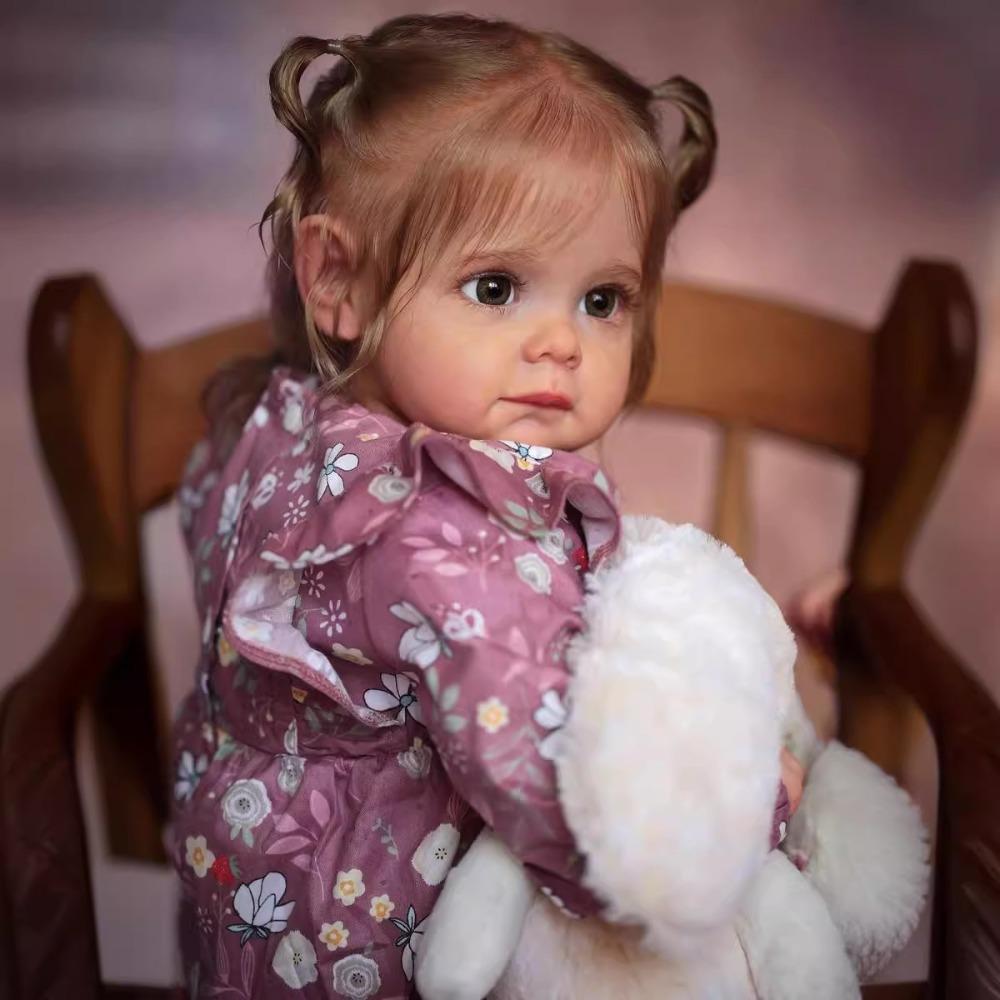 24'' 60 Cm Reborn Baby Doll Maggi Soft Cloth Body Newborn Doll with 3D Painted Skin Toddler Girl Baby Doll Kid Bedtime Lonely Older Man Playmate Toy