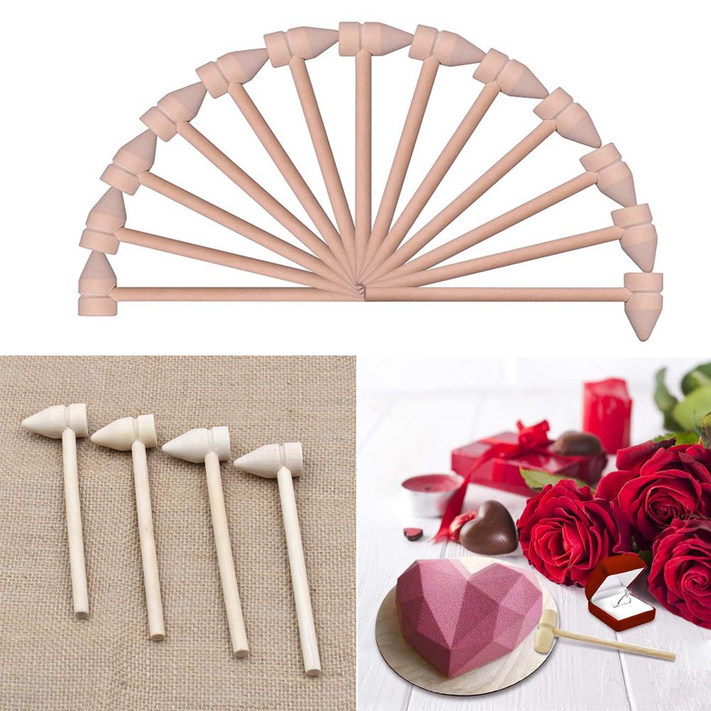 5-50PCS Mini Wooden Hammer for Chocolate Crust Cake DIY Wood for Crafts Tools Kid Toys Dessert Cake Decorating