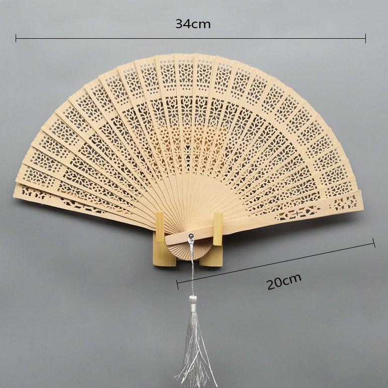 8 Inch Full Punch Incense Wood Folding Fan Sunflower Hollow Out Design Wedding Party Favor Chinese New Year Gift decoration
