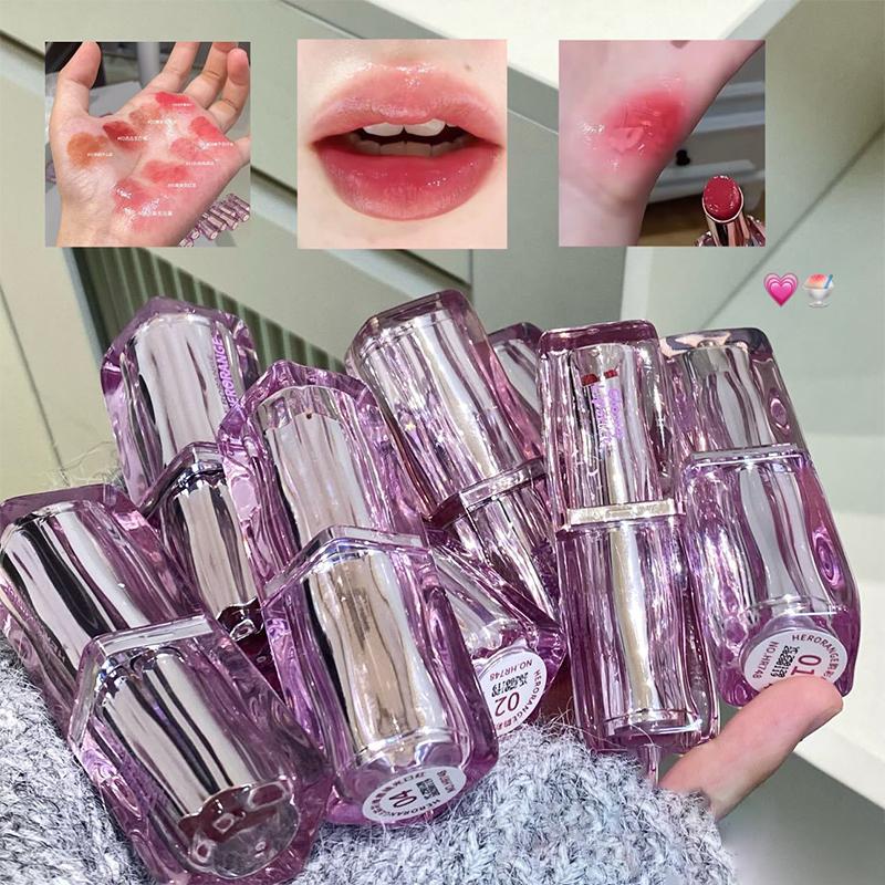 Herorange Mirror Water Light Solid Lip Gloss Low Saturation Mirror Nude Jelly Lipstick Moisturizing Lip Tint Nature Lips Makeup