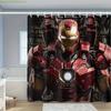 1pc Superhero Shower Curtain - Polyester, Red & Golden, Includes 12 Hooks, Ideal for Home & Hotel Bathrooms, Machine Washable,