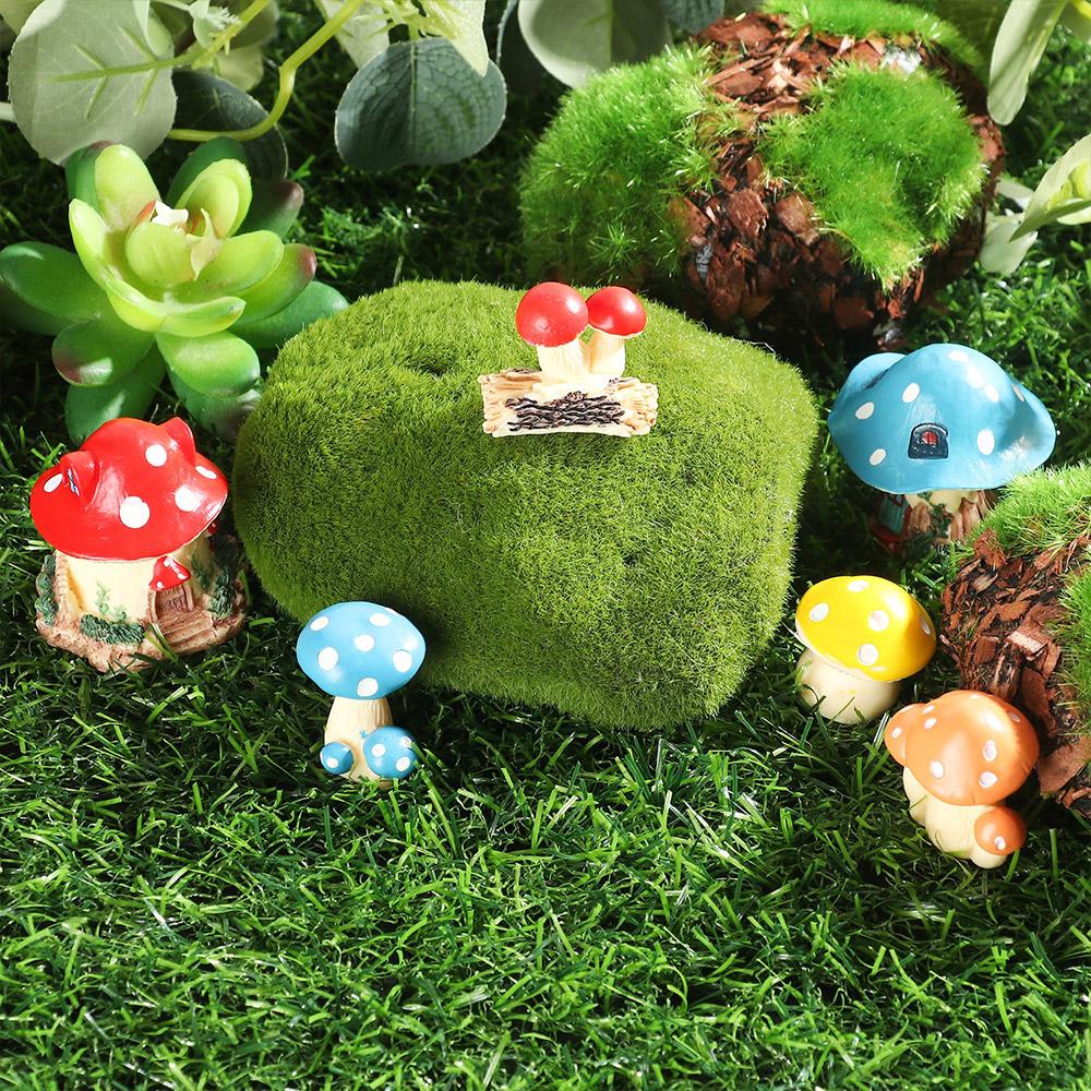 Gift Bonsai Ornament Mini Accessories Mushroom Figurines Gnome Terrarium Miniature Mushroom House Micro Landscape