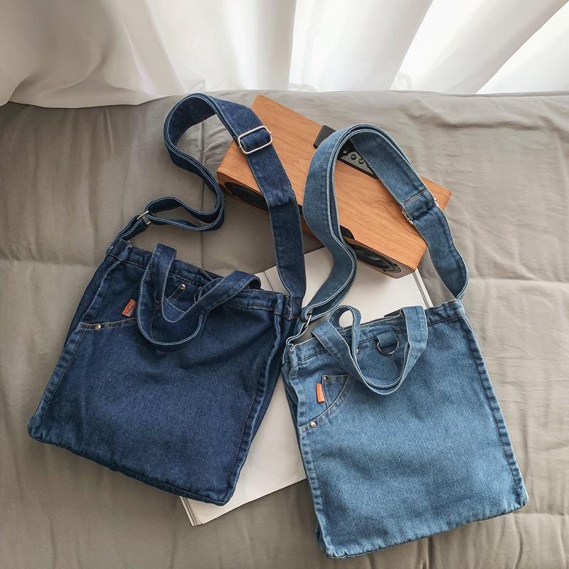Denim Crossbody Bag Women's Large Capacity Messenger Bag Student Shoulder Tote Bag