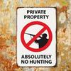 Vintage No Hunting Metal Sign, Rustic Iron Wall Plaque, Farmhouse Cabin Bar Decor