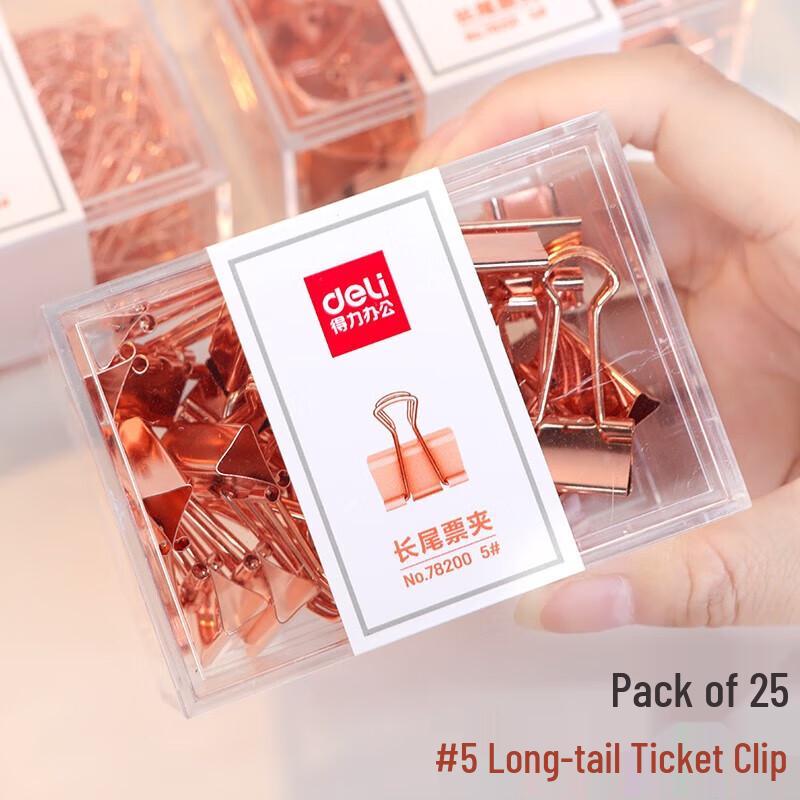Deli Rose Gold Stainless Steel Binder Clips