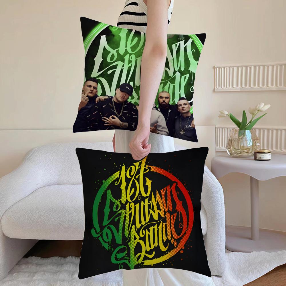 Urban Rap Band 187 S-Strassenbande Cushion Cover Pillowcase Short Plush Invisible Zipper Room Sofa Cushion Cover