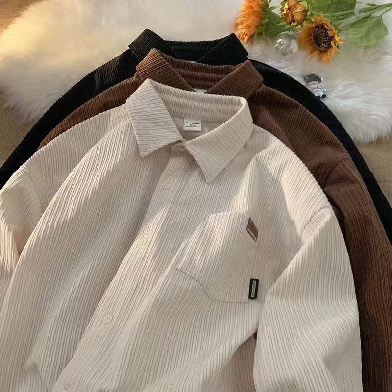 Unisex Corduroy Long-Sleeve Retro Casual Shirt Jacket for Autumn