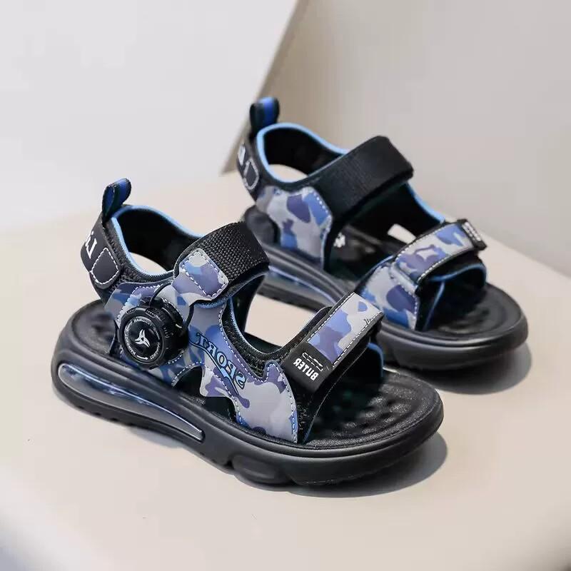 Youth style shoes Boys Sandals With Rotating Buckle Soft Rubber Sole Non-Slip Casual Outdoor Kids Shoes School Beach Hiking