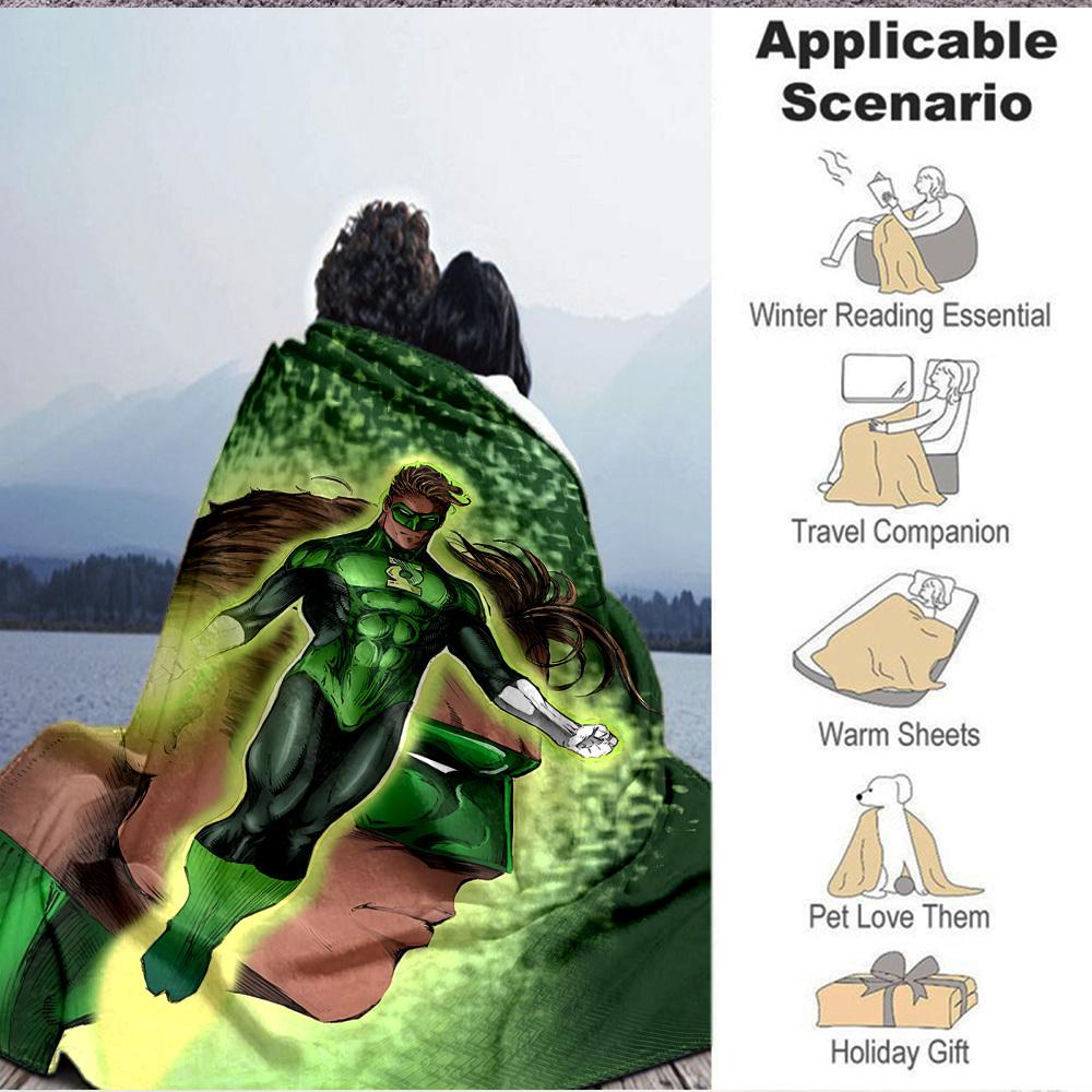 1pc Green Lantern Ring Blanket Polyester Fiber, All Season Comfort for Sofa, Bed, Office, Car, Camping Ideal Home Decor & Gift, Office Comfort