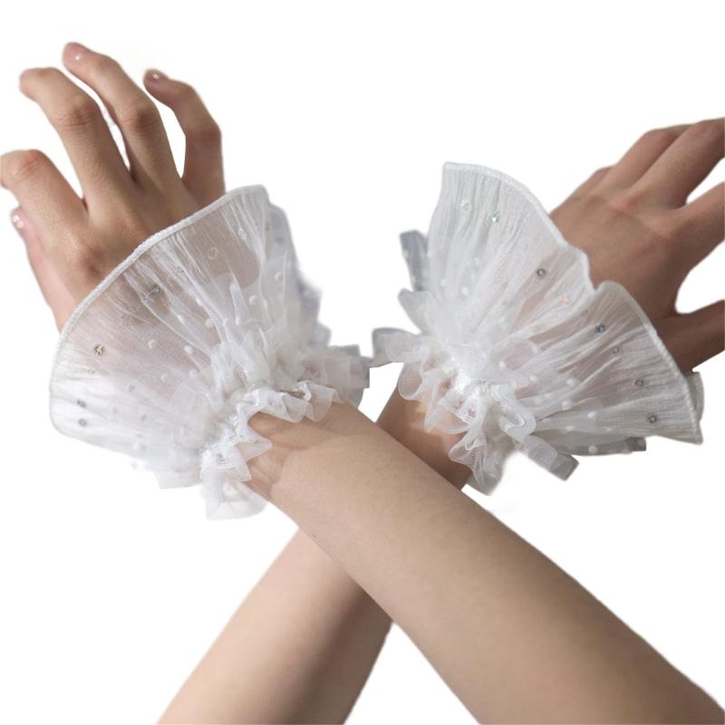 Decorative False Sleeves for Woman Elastic Sequins Wrist Cuffs Shirt Cuffs Spring Dress Shirt Sewing Wrist Cuffs 1