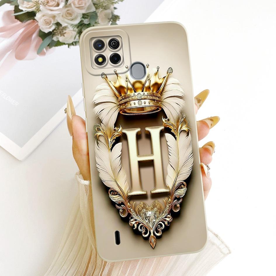 For Itel A57 Case A57 Pro Cover A611W W6004 Luxury Initial Letters Crown Soft Silicone Matte Funda For Itel A27 A551L P17 Bumper
