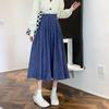 Móda Sukně s vysokým pasem plisovaná dámská korejská elegantní vysokoškolský styl midi sukně dámské podzimní zimní silné áčkové sukně