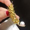 Grand Golden Wheat Ear Brooch Men's Suit Business Casual Brooch Women's Elegant and Simple Style