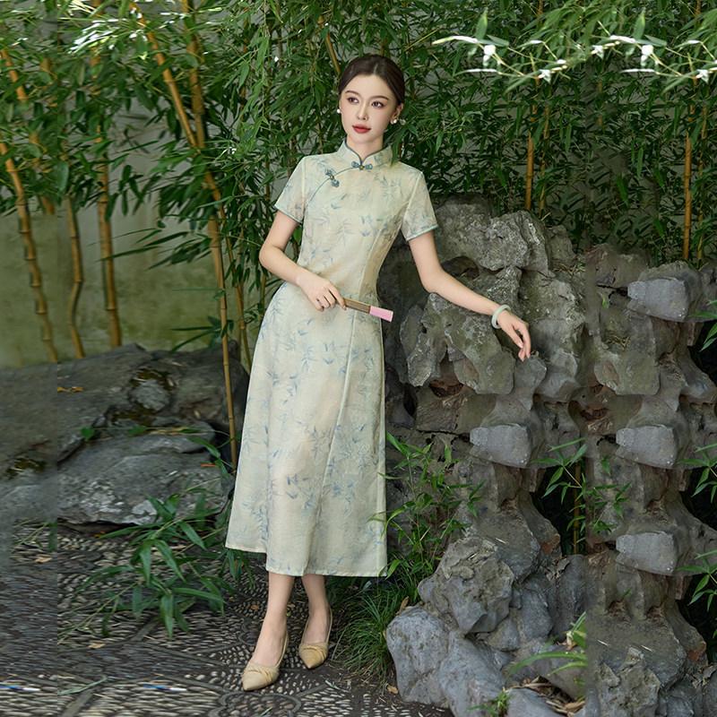 Skinny mother national style new Chinese daily Suzhou improved cheongsam 1011 new women's high-end dress summer