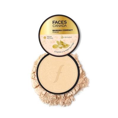 FACESCANADA Bananowy puder kompaktowy do wszystkich typów skóry 9G|8-godzinny kompleks kontrolujący wydzielanie sebum, poprawiający cerę|Gładkie matowe wykończenie HD|Półprzezroczysty puder utrwalający makijaż