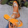 Fashion Temperament Woman Shoes 2026summer New Item Women's Butterfly Rhinestone Flat Slippers Simple Versatile Women Beach Shoe