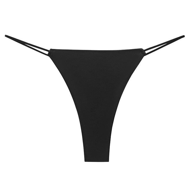

1PC Panties Sexy Underwear Solid Color Ice Silk Lingerie Women Knickers Seamless G-string Thongs M чёрный