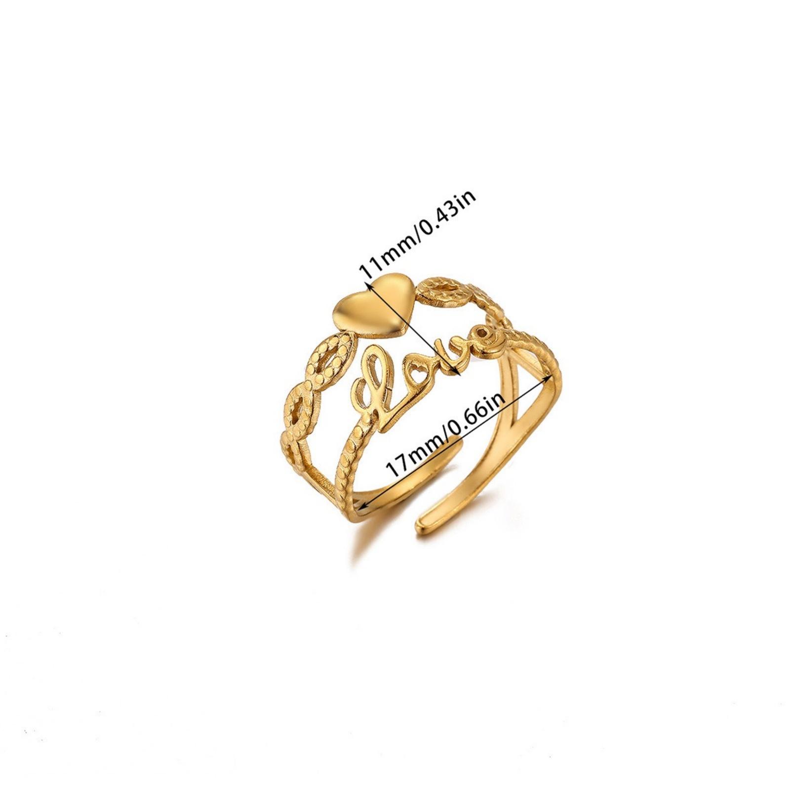 

1 Piece Stylish Exquisite 304 Stainless Steel Open Adjustable Rings Heart Dolphin 18K Gold Plated For Women Gift