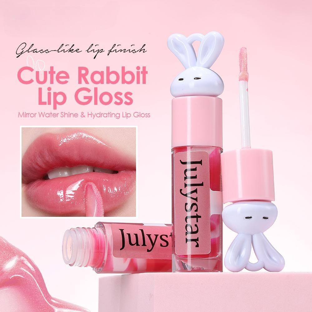 Cute Bunny Lip Gloss High Shine Water Mirror Lip Glaze Hydrating Long Lasting Glossy Lip Tint Moisturizing Liquid Lipstick Makeup