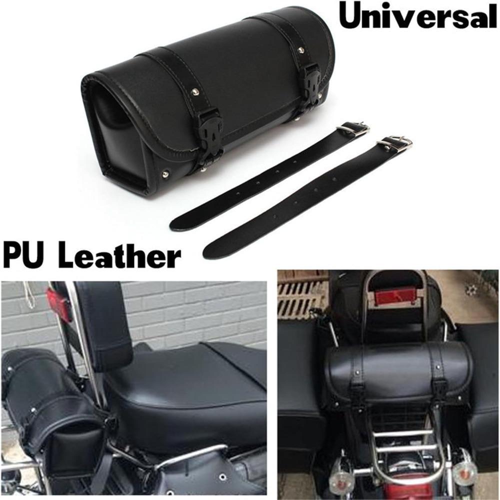 PU Leather Fork Bag Saddlebag Adjustable Straps Roll Pouch Bag Motorcycle Accessories