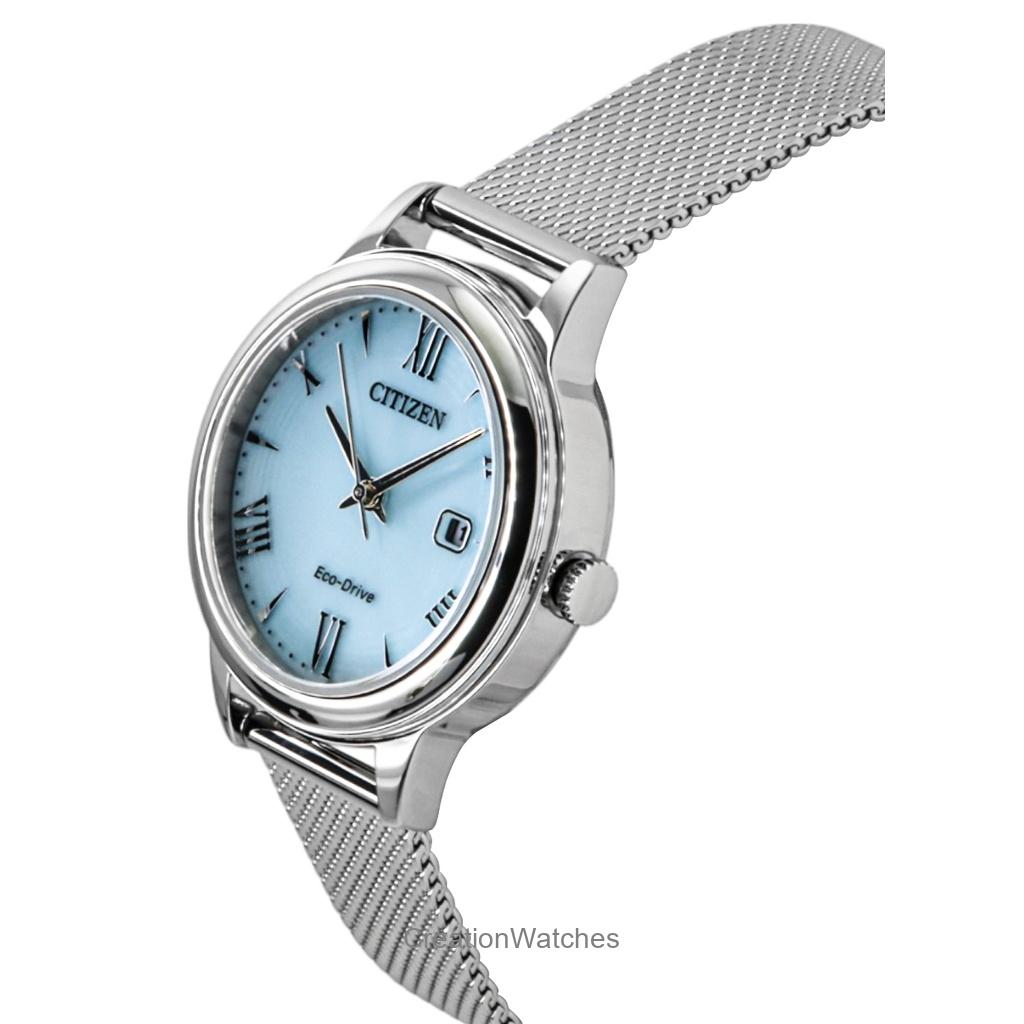 Citizen Elegance Stainless Steel Blue Dial Eco-Drive EW2621-75M 100M Women's Watch
