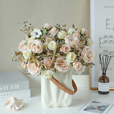 1/2PCS Artificial Roses Flowers Wedding Home Bedroom Decor Bridal Bouquets Garden Fake Silk Peony Hydrangeas Vase Board Outdoors