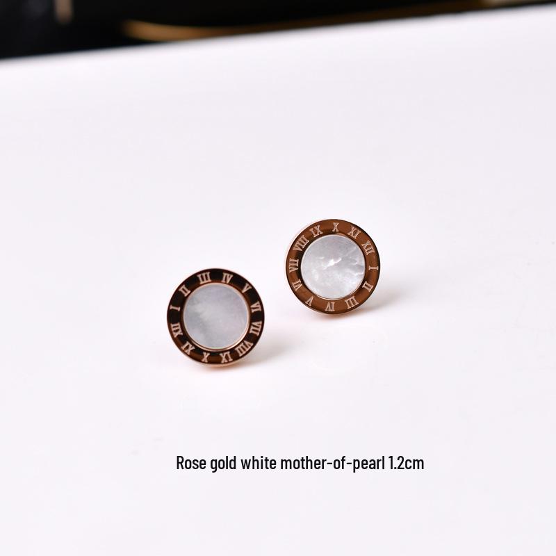 Unisex Roségold & Schwarze Titanstahl Ohrstecker