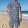 Men Diagonal Orange Yellow Stripe Split Print Short Sleeve Tee And Matching Shorts Two Piece Outfit