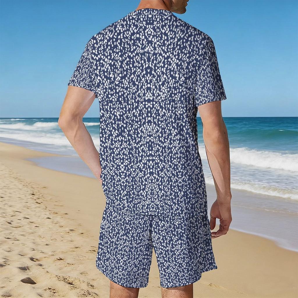 Men Diagonal Orange Yellow Stripe Split Print Short Sleeve Tee And Matching Shorts Two Piece Outfit