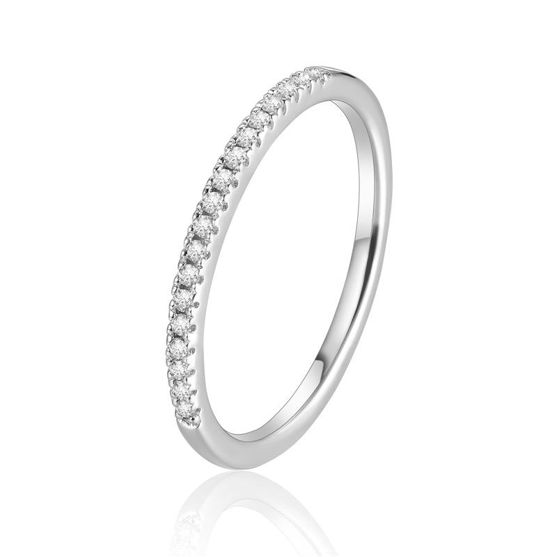 

Arvaleff Classic 1mm Half-Eternity Mozambique Ring Set with Lab-Grown Diamonds, Light Luxury Fashion Ring US Size 5 серебряный