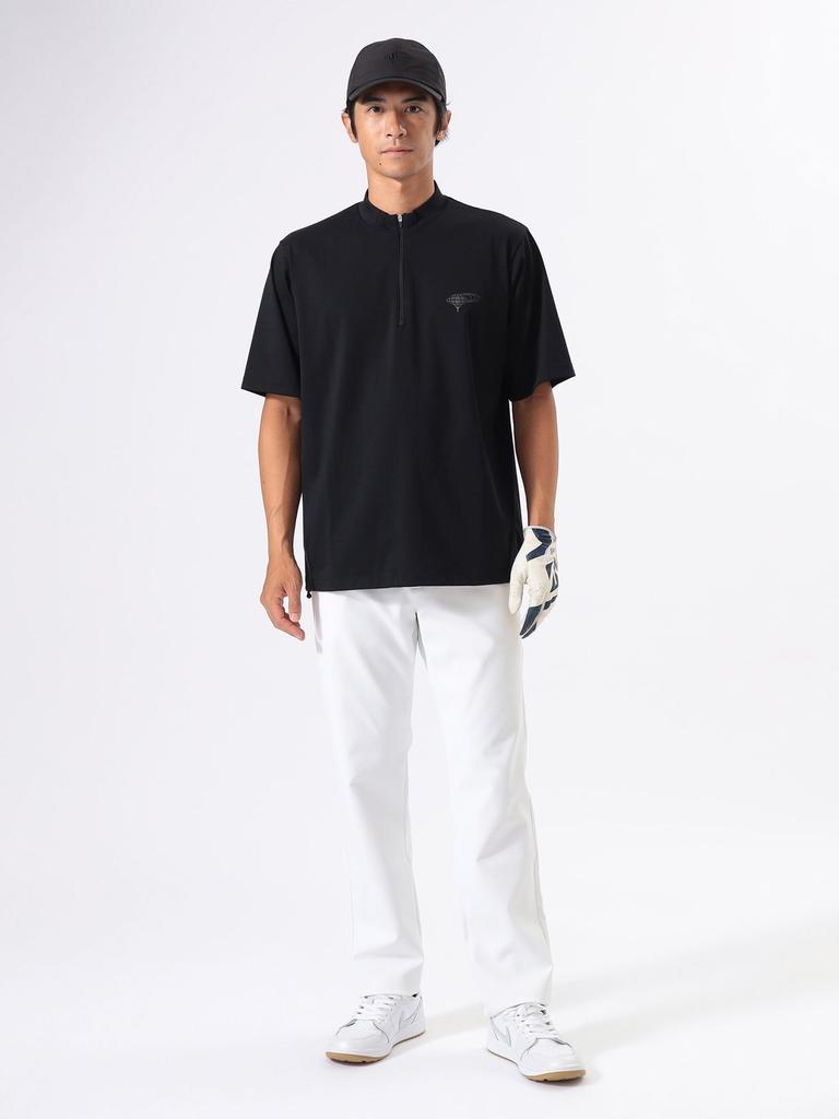 Beams Golf Orange Label Mock Neck Shirt with Drawcord Size S Men's Half-Zip Hem, Stretch, Black,