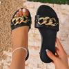 Fashion 2025 New Fashion Women Slippers Square Toe Chain Slippers Flat Beach Sandals  Metal Decoration Casual Shoes Home Slides Women