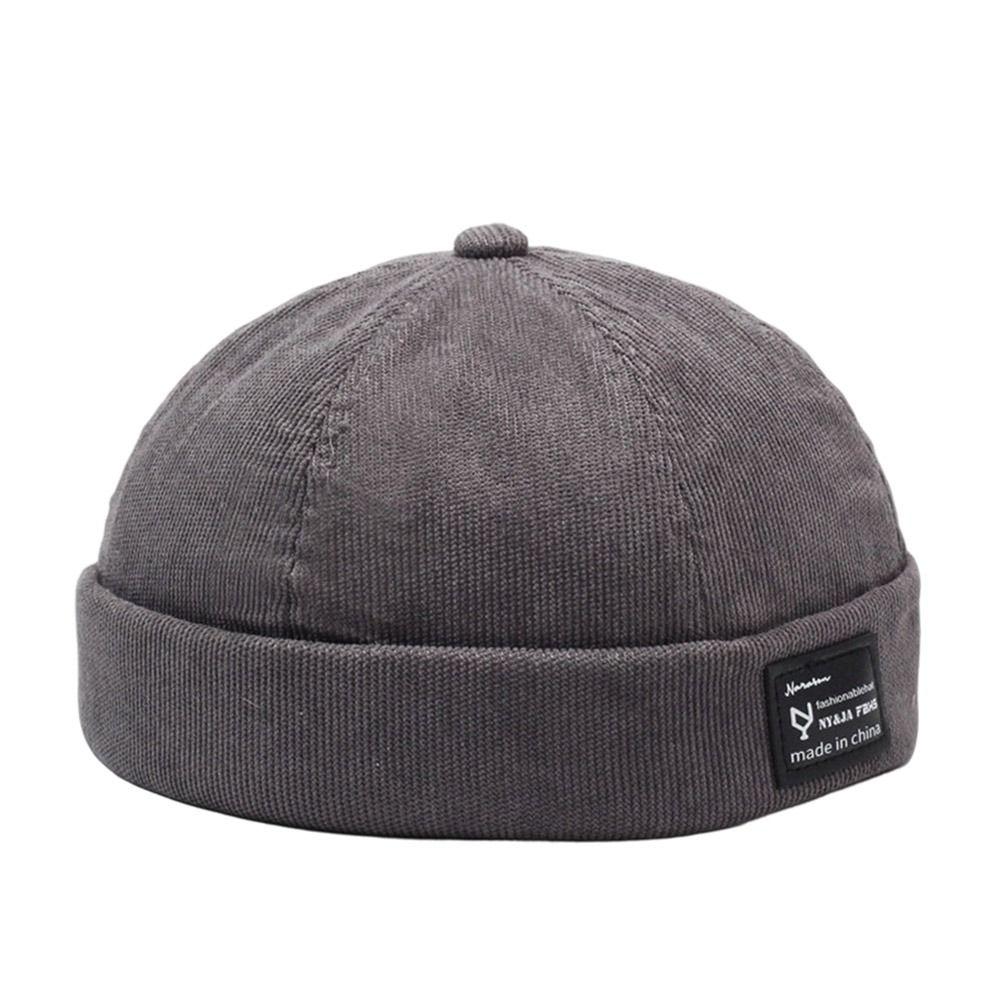 Fashion Hip Hop Beanie Street Hat Casual Corduroy Brimless Docker Cap Adjustable Letter Vintage Dome Hat Outdoor