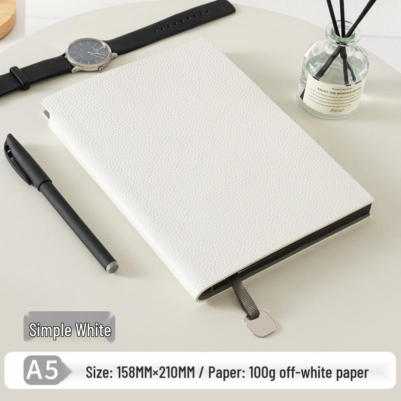 New Lychee Grain A5 Faux Leather Business Notebook Set, Thick Soft Cover, Practical for Everyday Use
