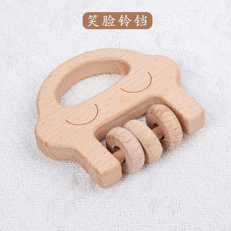 Paint-Free Beech Baby Rattle Toy Rattle Can Bite Newborn Babies 0-1 Years Old Wooden Toy Gift Box