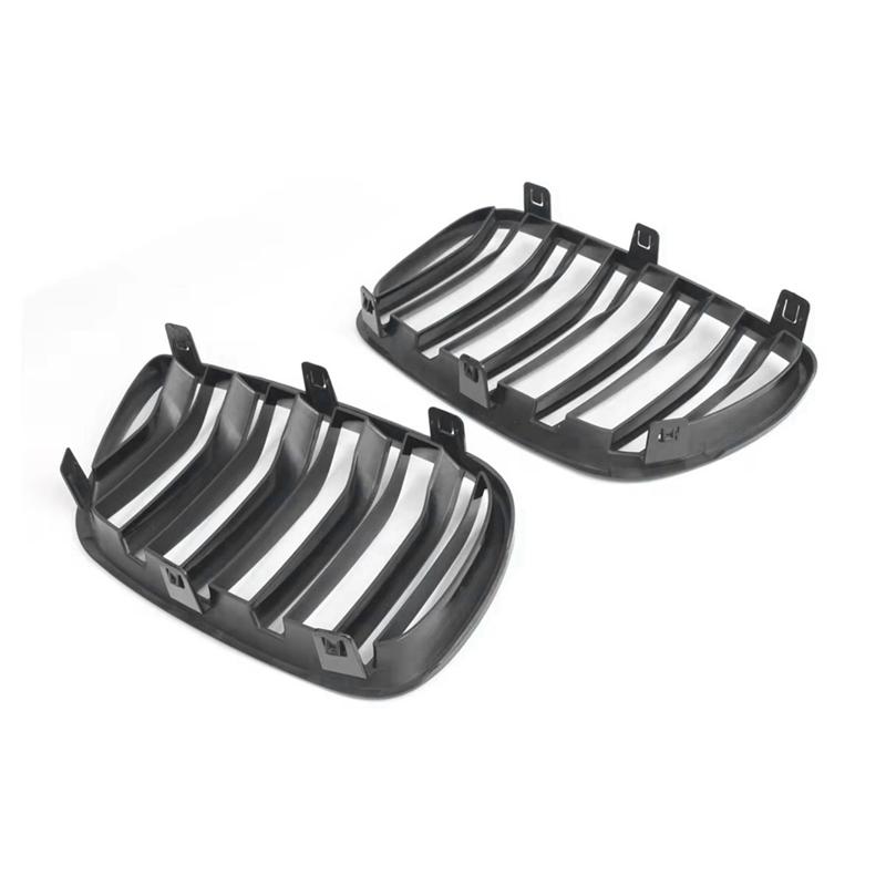 A33G-1Pair Car Front Kidney Grille Grills Glossy Black Hood Grill For BMW X3 E83 Diesel Petrol SUV 2007-2010 Racing Grills Bright Black