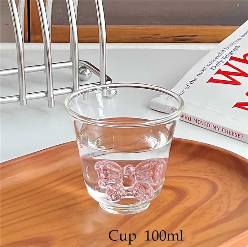 

Glass Tea Set Pink Butterfly Elegant Kettle Teacup Tea Boiling Warm Wine Pot Home Party Tea Tasting Cup Holiday Warmhouse Gift