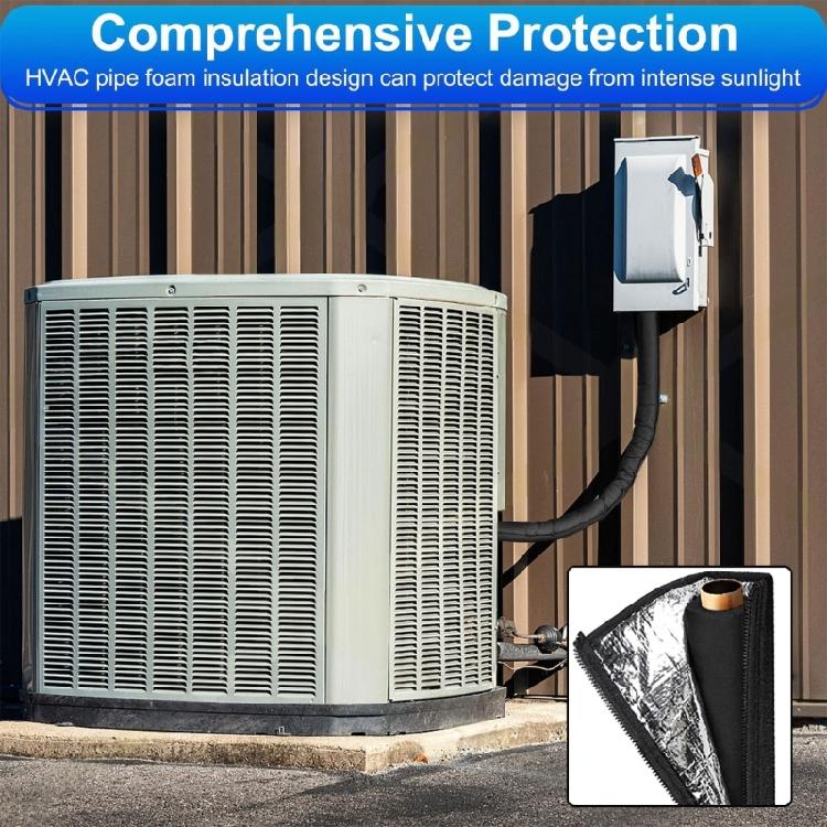 Insulated Air Conditioning Pipe Sleeve Zipper Design Aluminum Foil Lining Weather Resistant Cover for Outdoor Unit