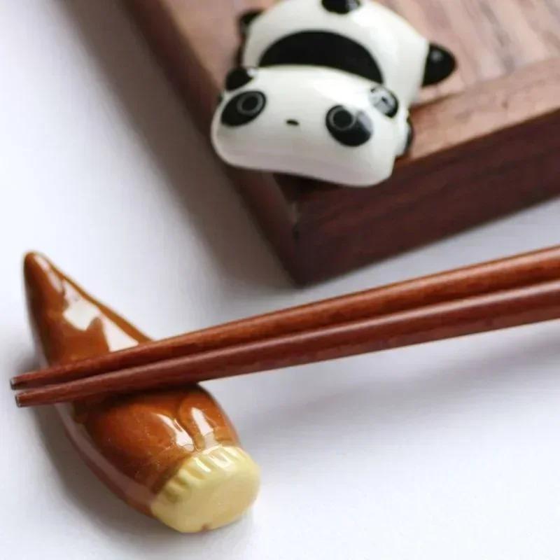 New Household Tools Cute Panda Chopstick Rack Kitchen Table Ceramic Ware Porcelain Spoon Fork Chopsticks Holder Decoration Tools