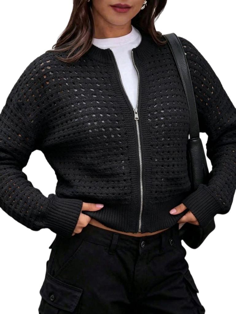 Damen Sommer Reißverschluss Strickjacke: Trendig, Bequem, Vielseitig und Auf Lager