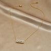 Collier pendentif trois barres de cristal coulissantes en acier inoxydable plaqué or pour femmes