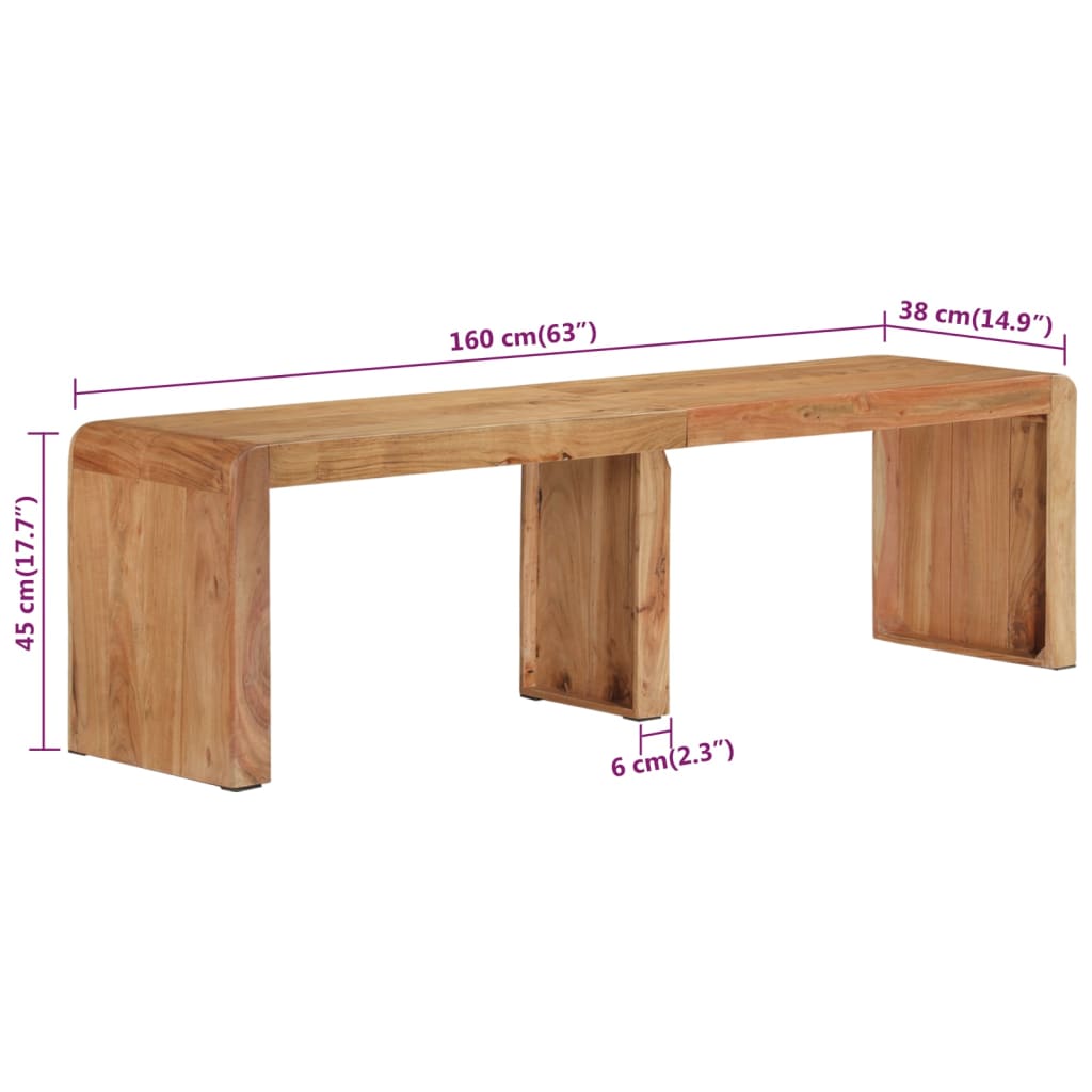 Solid Wood Bench 160 x 38 x 45 cm Acacia